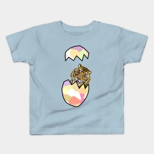 Tiger Popping Out of Funny Easter Egg Kids T-Shirt